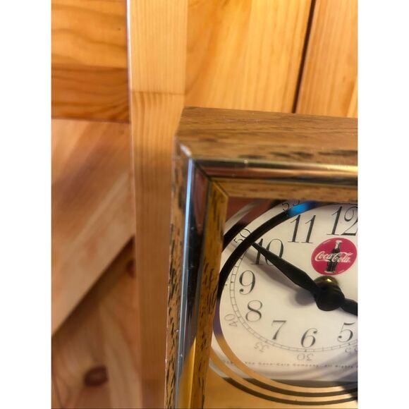 Coca Cola Coke Wall Clock Wooden Case Battery Operated Art Deco  Works (5623) - Picture 5 of 10